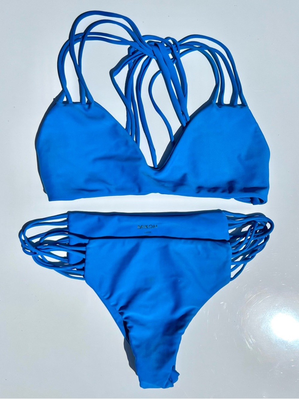 MIKOH Bikini Set Top Bottoms Blue M/L